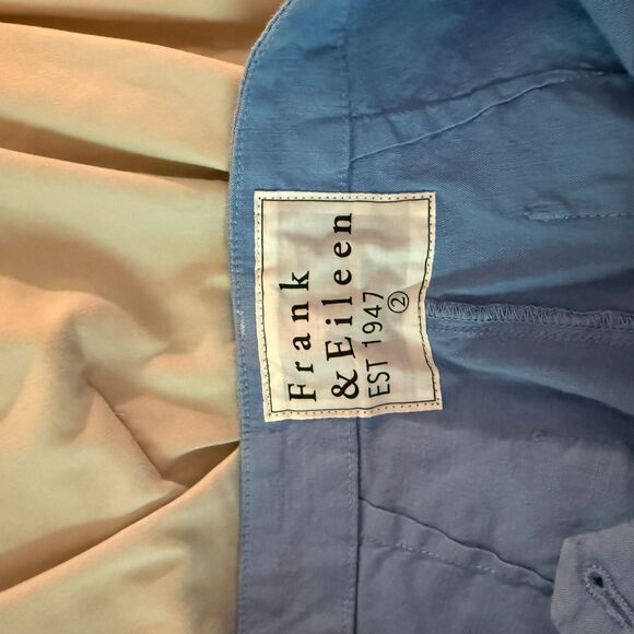 Frank & Eileen Wexford Wide Leg Linen Pant in Soft Blue Size 2 - Picture 4 of 5